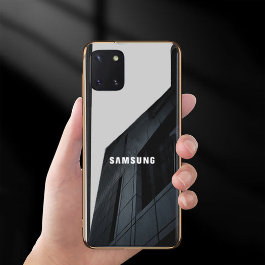 Glossy Gold Edge Glass Back Case For Samsung Note 10 Lite