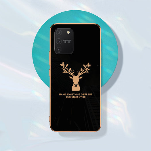 Luxury Golden Edges Deer Glass Back Case For Samsung Galaxy S10 Lite - Premium Cases