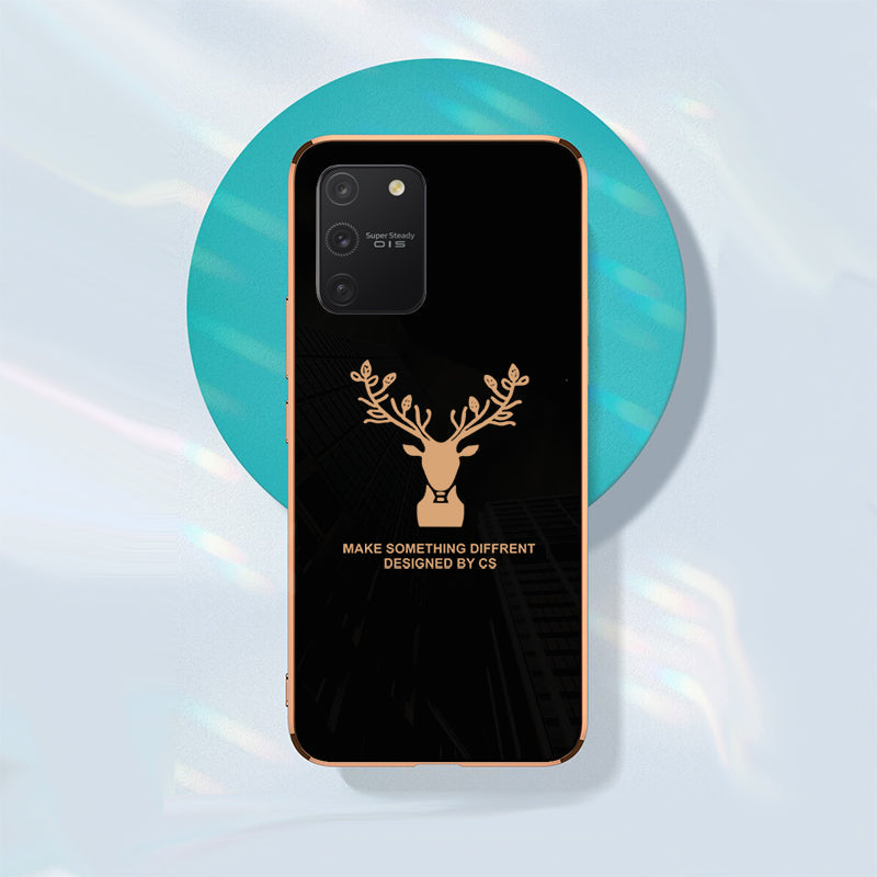 Luxury Golden Edges Deer Glass Back Case For Samsung Galaxy S10 Lite - Premium Cases
