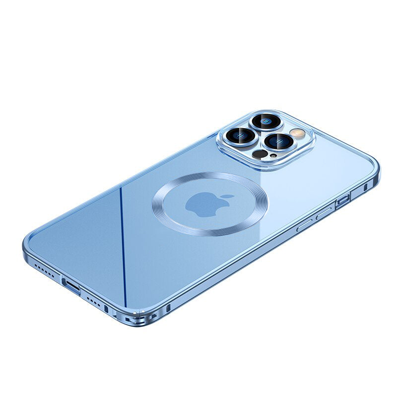 Premium Clear MagSafe Armor Metal Lens Bumper Back Case for iPhone 12