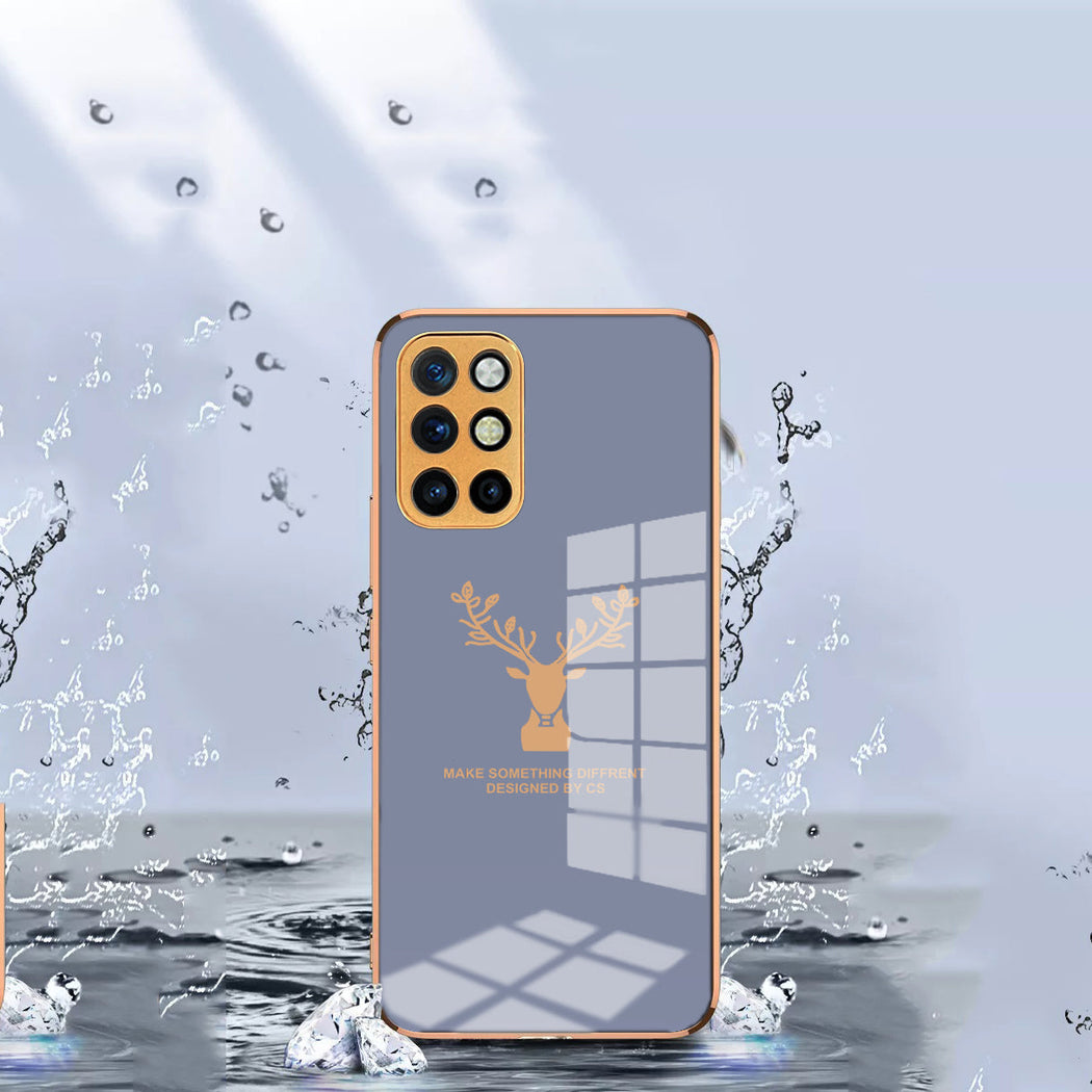 Luxury Golden Edges Deer Glass Back Case For Oneplus 9R - Premium Cases