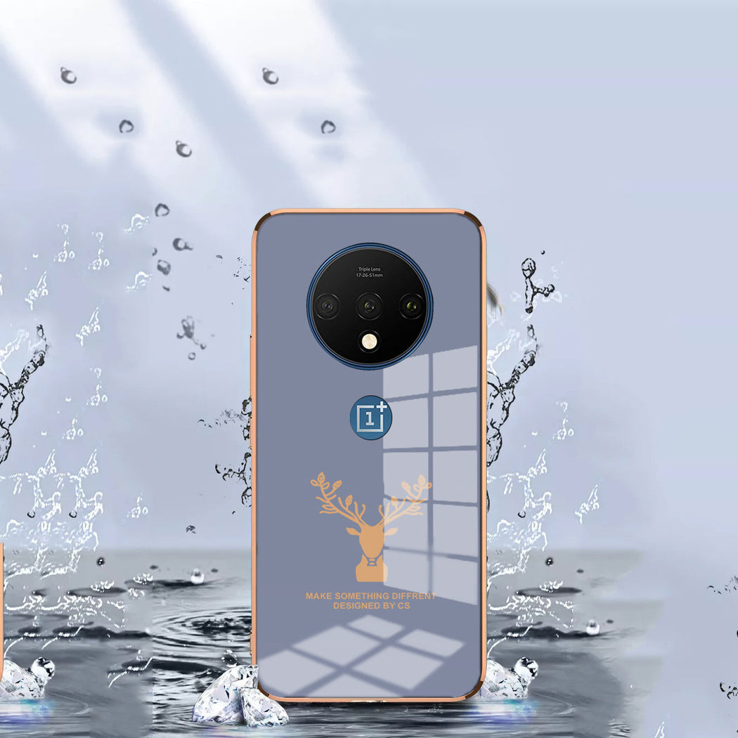 Luxury Golden Edges Deer Glass Back Case For Oneplus Series - Premium Cases