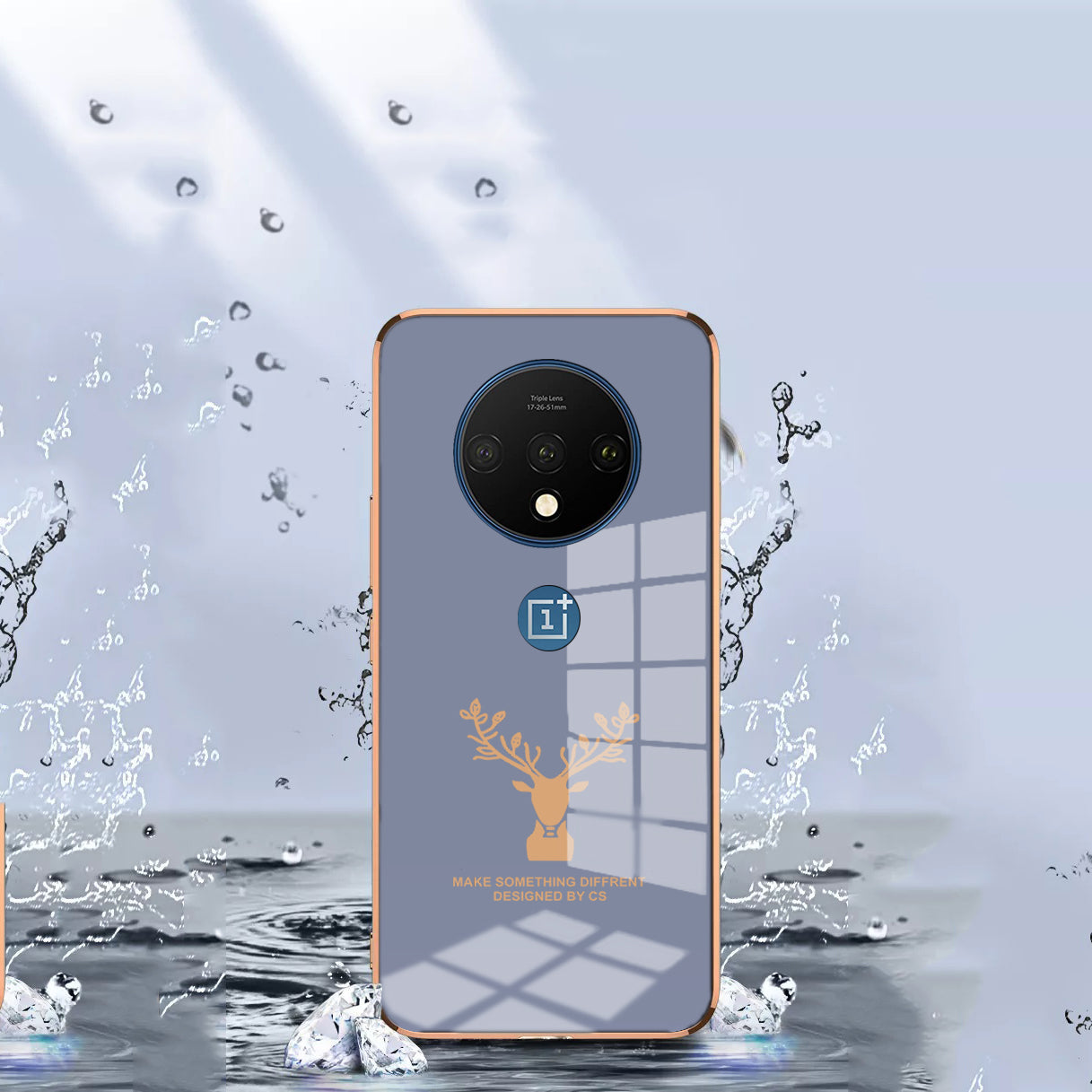 Luxury Golden Edges Deer Glass Back Case For Oneplus Series - Premium Cases
