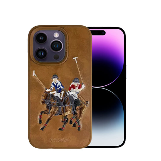 Santa Barbara Jockey Series Genuine Leather Brown Case For iPhone 14 Pro Max