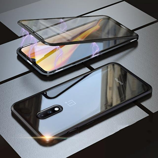 Electronic Auto Fit Double Glass Magnetic Case For One Plus 7