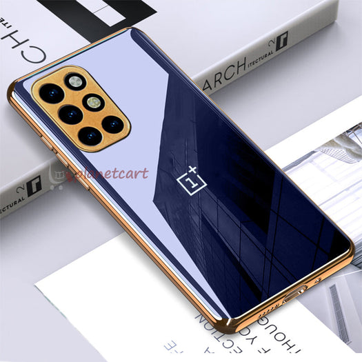 Luxury Glossy Gold Edge Glass Back Case For Oneplus 8T
