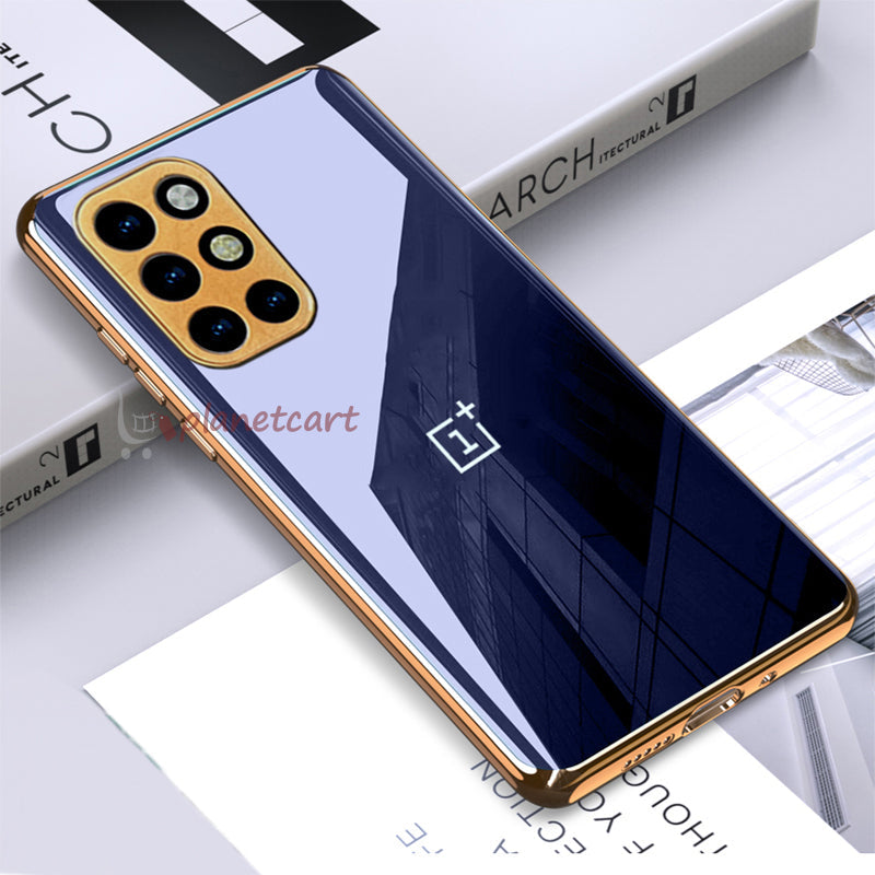 Luxury Glossy Gold Edge Glass Back Case For Oneplus 8T