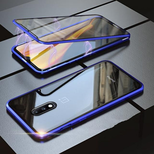 Electronic Auto Fit Double Glass Magnetic Case For One Plus 7