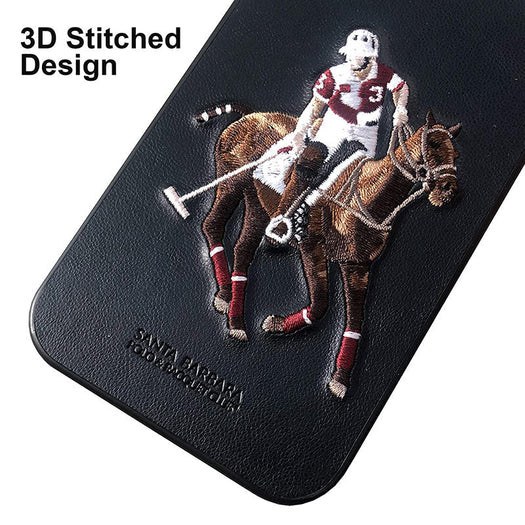 Santa Barbara Jockey Series Genuine Leather Black Case For iPhone 12 - Premium Cases