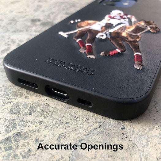 Santa Barbara Jockey Series Genuine Leather Black Case For iPhone 12 - Premium Cases