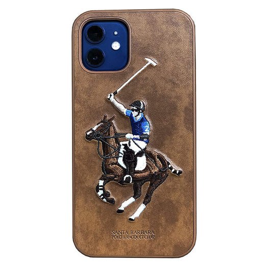 Santa Barbara Jockey Series Genuine Leather Brown Case For iPhone 12 Mini - Premium Cases
