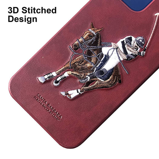 Santa Barbara Jockey Series Genuine Leather Red Case For iPhone 12 - Premium Cases