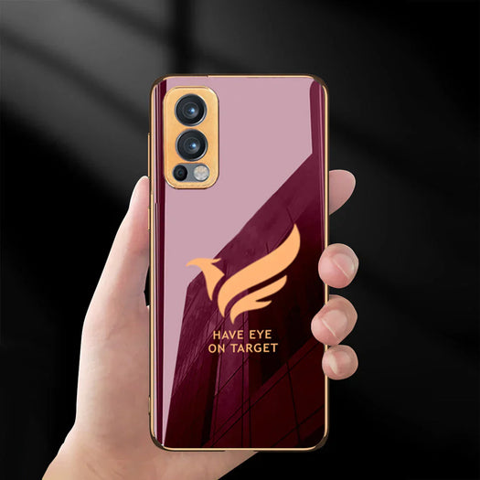 Luxury Golden Edges Glass Back Case For Oneplus Nord 2 5G