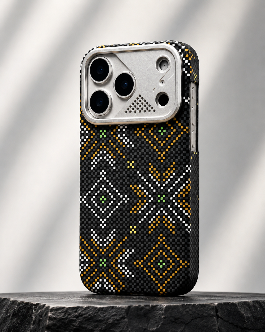iPhone Ultra Slim Black Kevlar Case with Metal Camera Shield