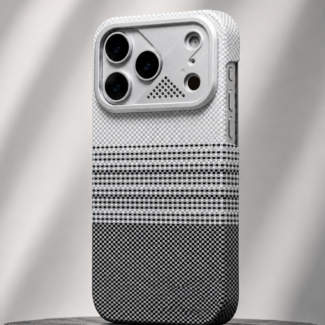 iPhone Ultra Slim Grey Kevlar Case with Metal Camera Shield