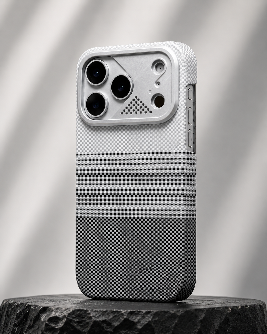 iPhone Ultra Slim Grey Kevlar Case with Metal Camera Shield