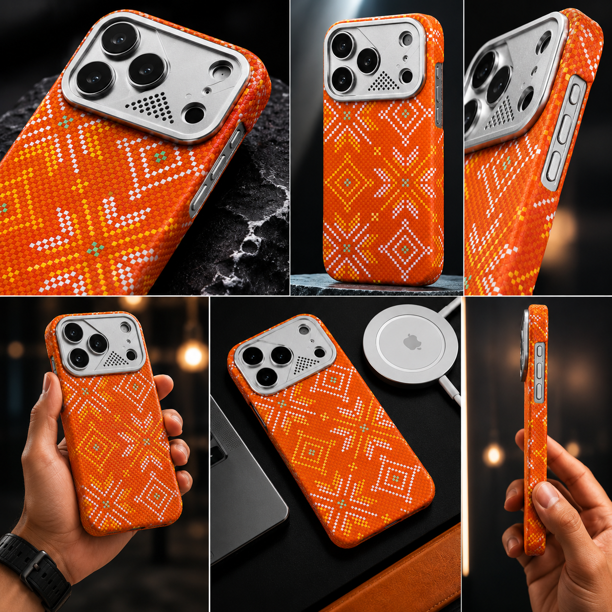 iPhone Ultra Slim Orange MagSafe Case with Metal Camera Shield