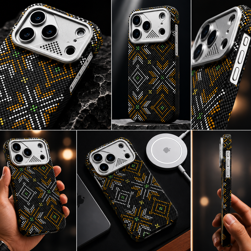 iPhone Ultra Slim Black Kevlar Case with Metal Camera Shield