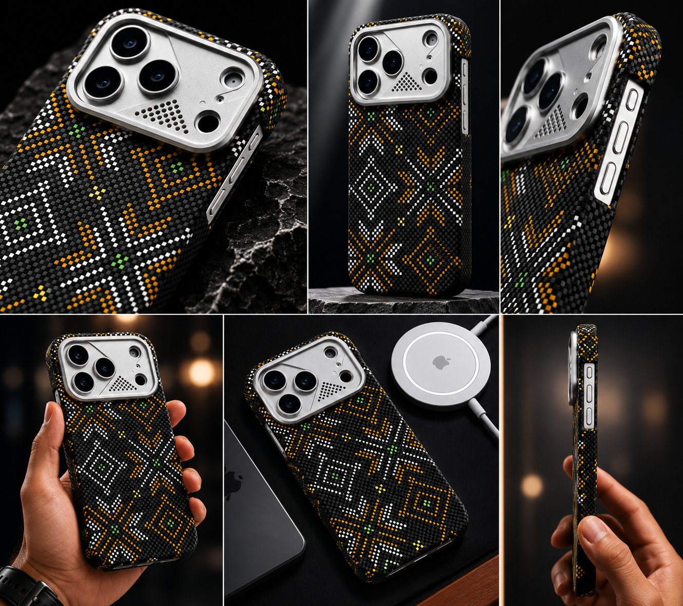iPhone Ultra Slim Black Kevlar Case with Metal Camera Shield