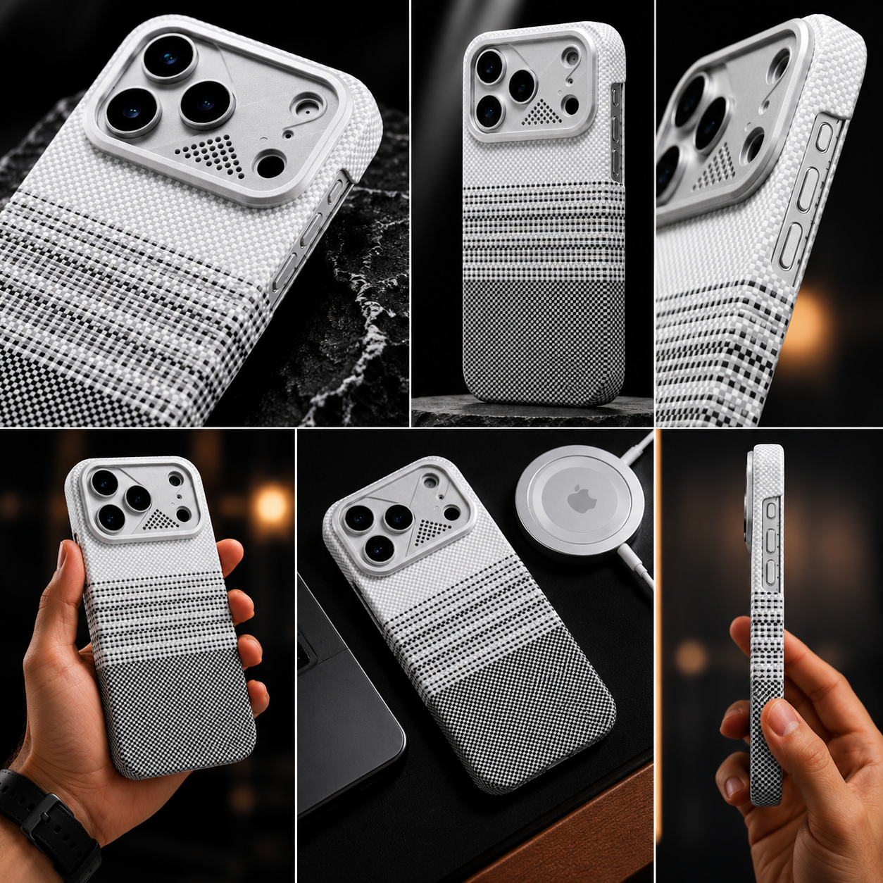 iPhone Ultra Slim Grey Kevlar Case with Metal Camera Shield