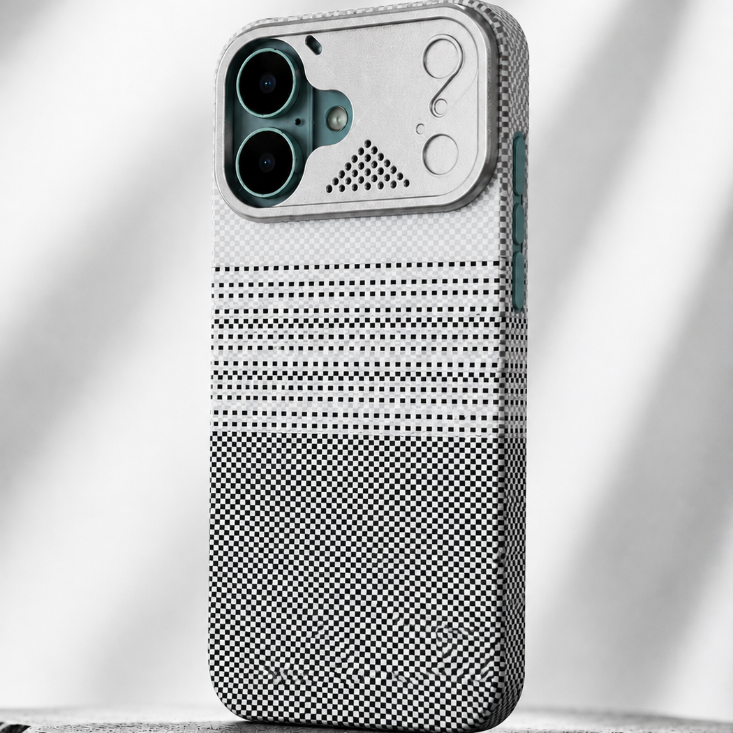 iPhone Ultra Slim Grey Kevlar Case with Metal Camera Shield