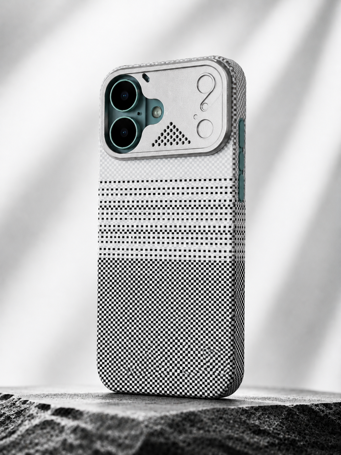 iPhone Ultra Slim Grey Kevlar Case with Metal Camera Shield