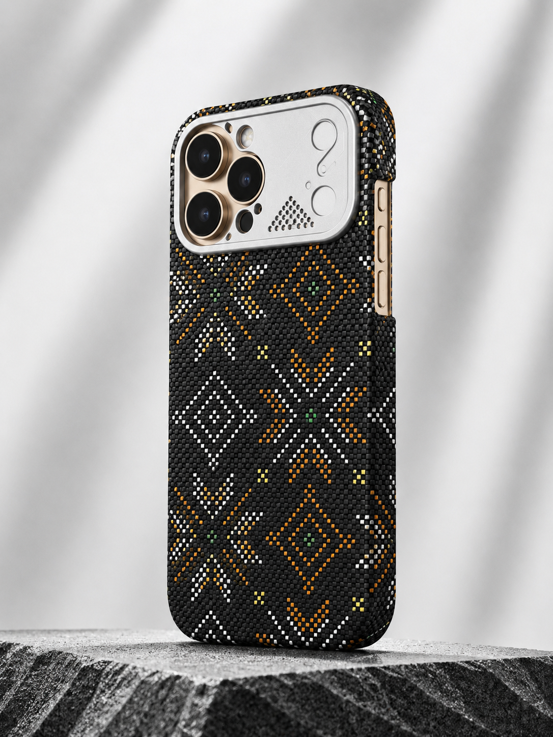 iPhone Ultra Slim Black Kevlar Case with Metal Camera Shield