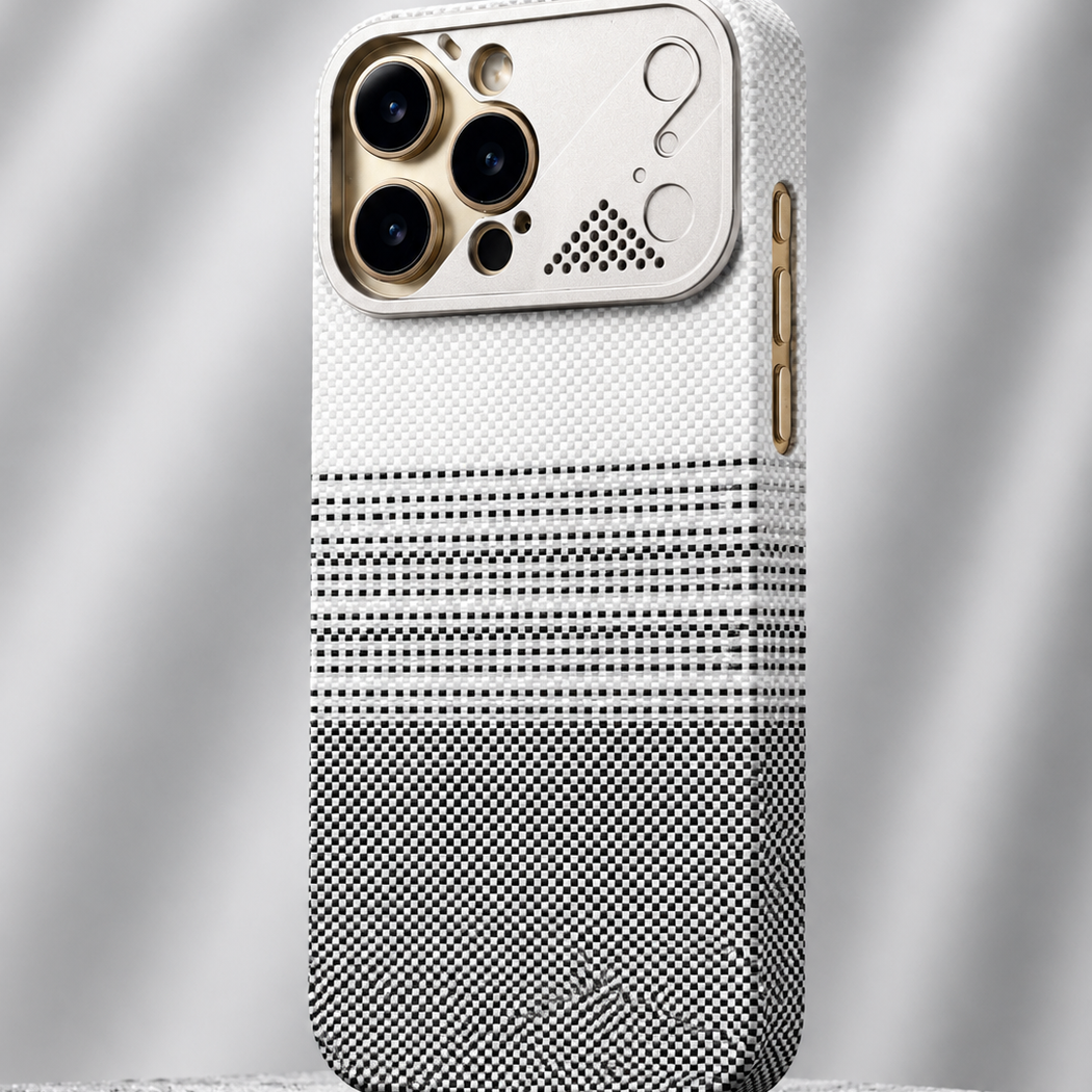 iPhone Ultra Slim Grey Kevlar Case with Metal Camera Shield