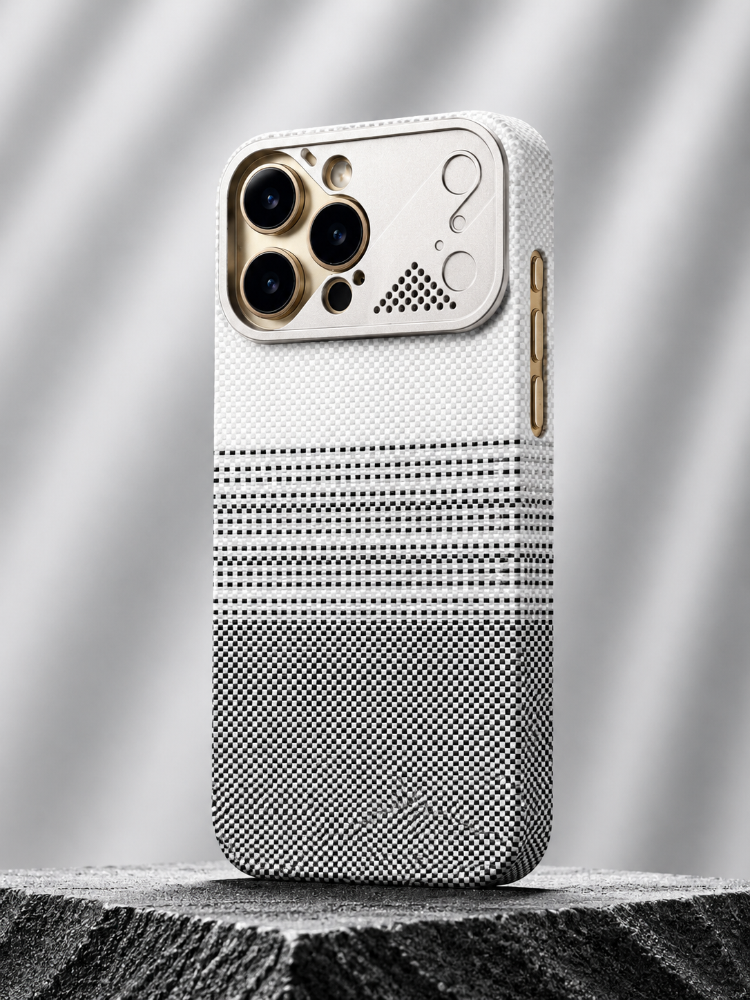 iPhone Ultra Slim Grey Kevlar Case with Metal Camera Shield