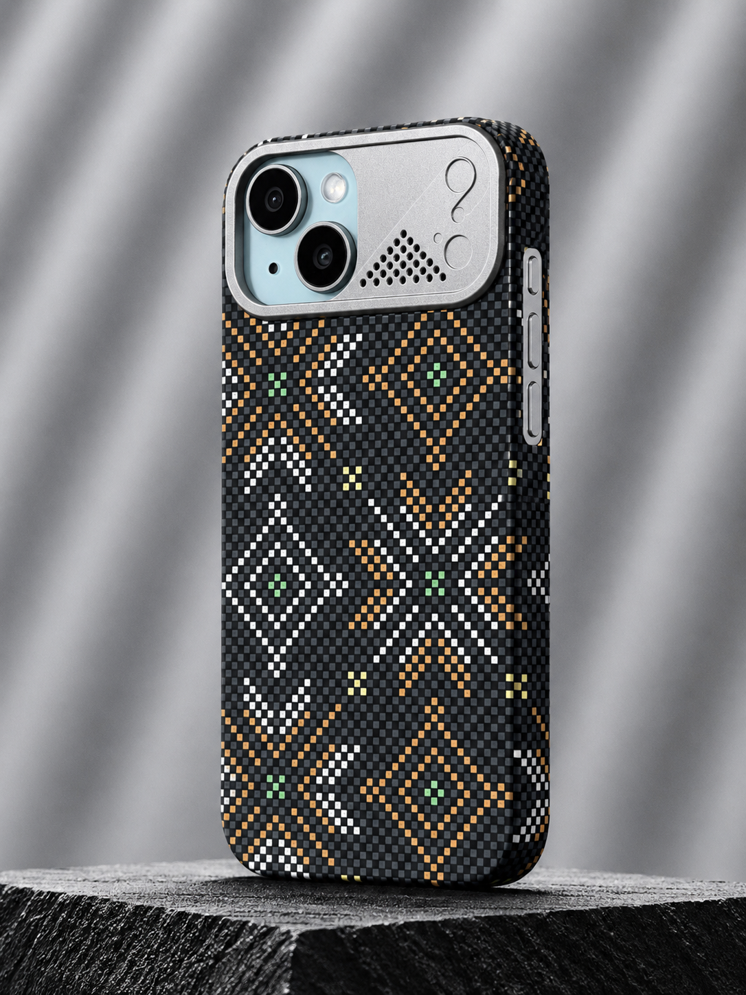 iPhone Ultra Slim Black Kevlar Case with Metal Camera Shield