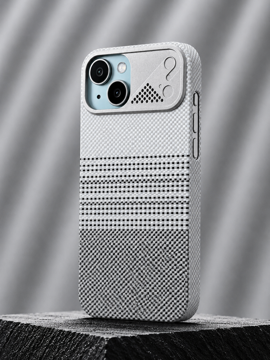 iPhone Ultra Slim Grey Kevlar Case with Metal Camera Shield