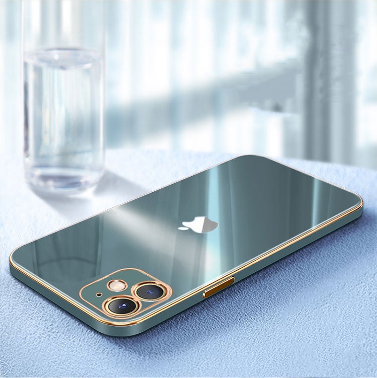 The Luxurious Glass Back Case With Golden Edges For iPhone 12