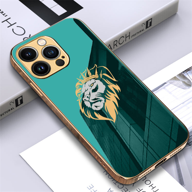 Luxury Premium Dual Shade Lion Back Case With Golden Edges For iPhone 14 Pro Max
