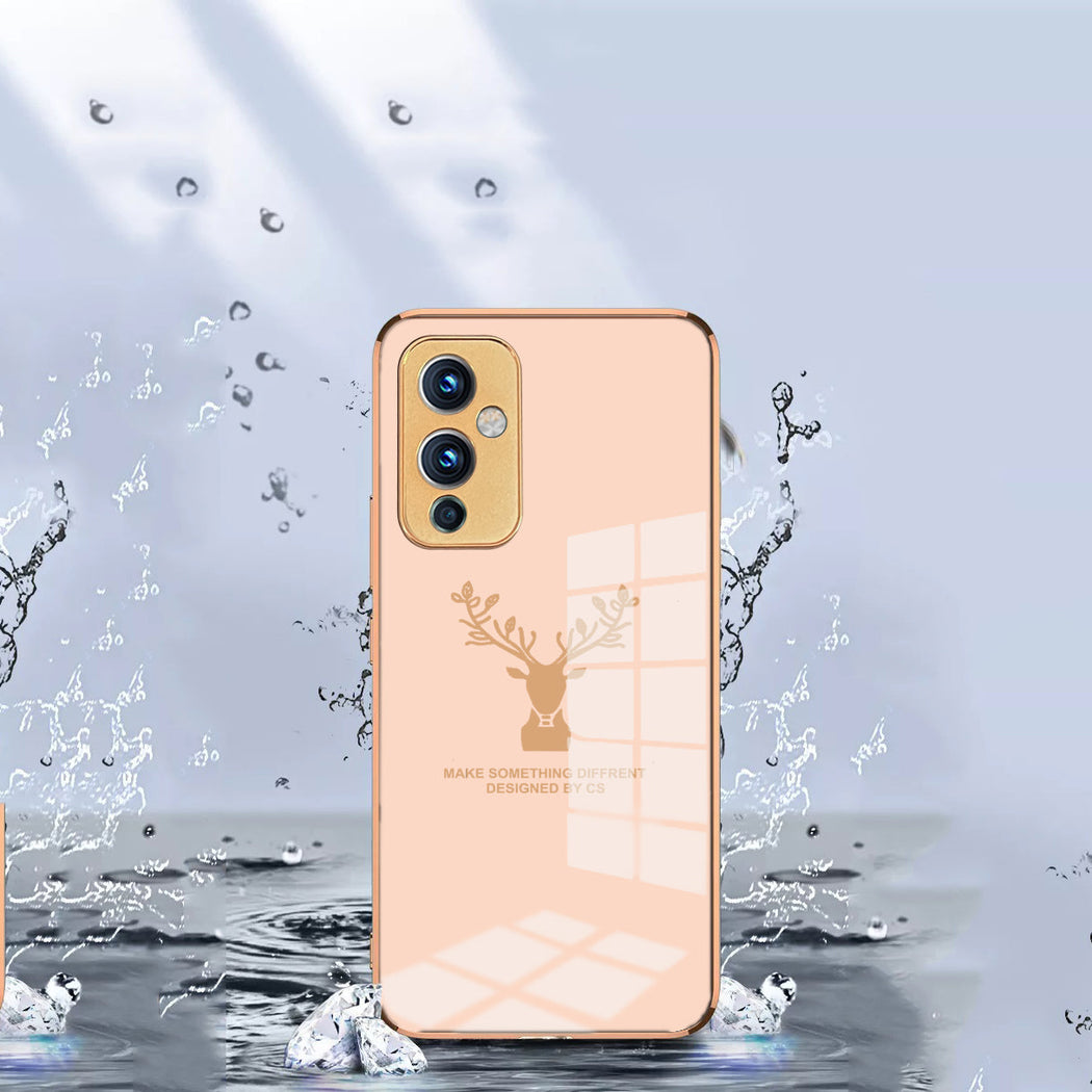 Luxury Golden Edges Deer Glass Back Case For Oneplus Series - Premium Cases