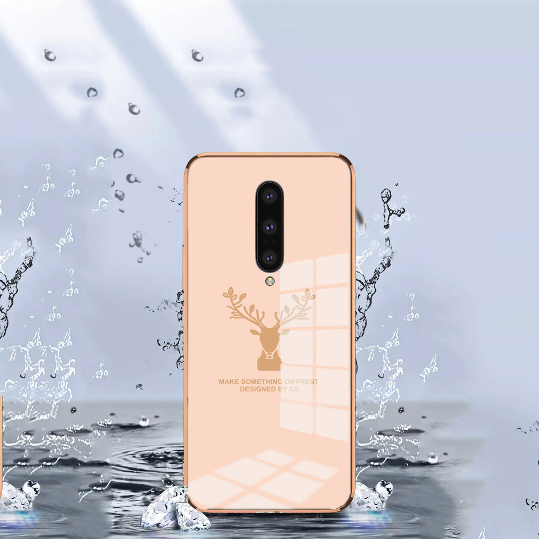 Luxury Golden Edges Deer Glass Back Case For Oneplus Series - Premium Cases