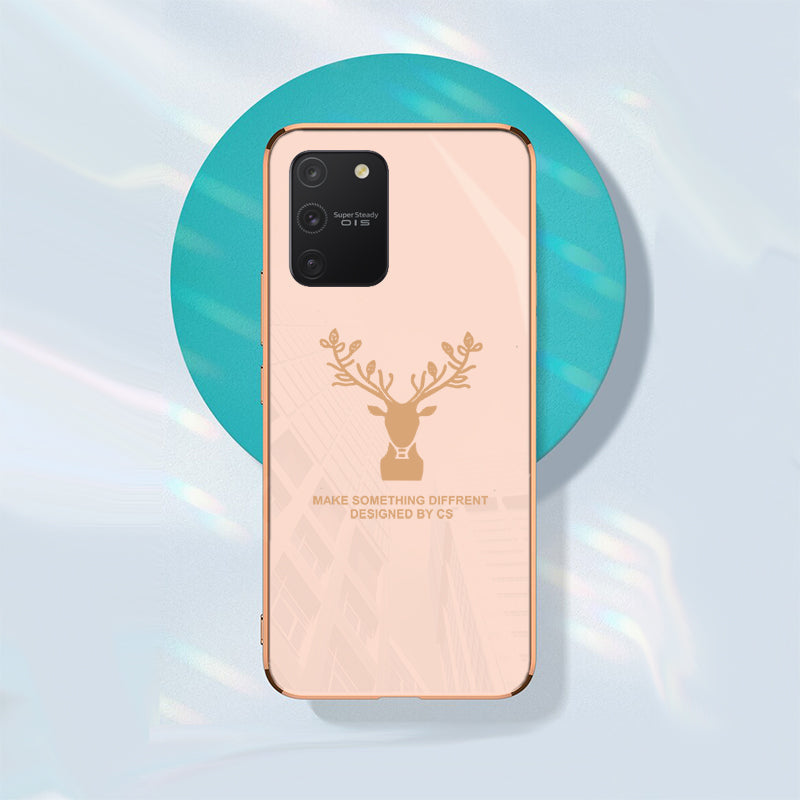 Luxury Golden Edges Deer Glass Back Case For Samsung Galaxy S10 Lite - Premium Cases