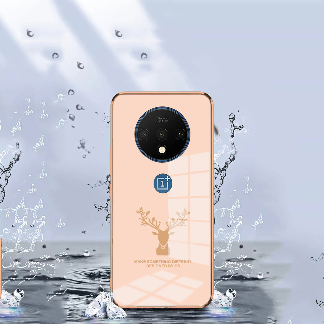 Luxury Golden Edges Deer Glass Back Case For Oneplus Series - Premium Cases