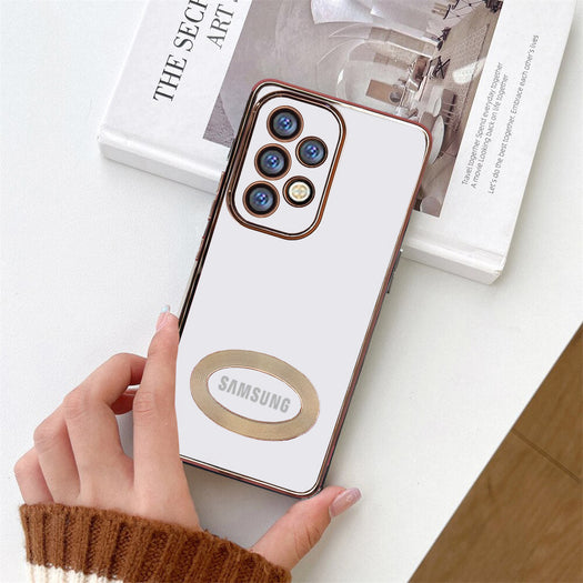 Premium Electroplated Luxury Square Silicon Clear Logo Cut Camera Protection Back Case Cover For Samsung A52