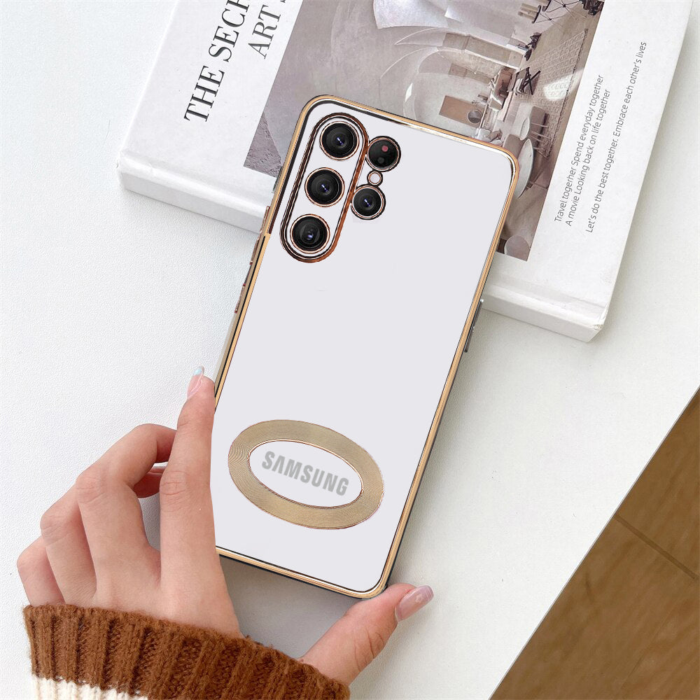 Premium Electroplated Luxury Square Silicon Clear Logo Cut Camera Protection Back Case Cover For Samsung S22 Ultra