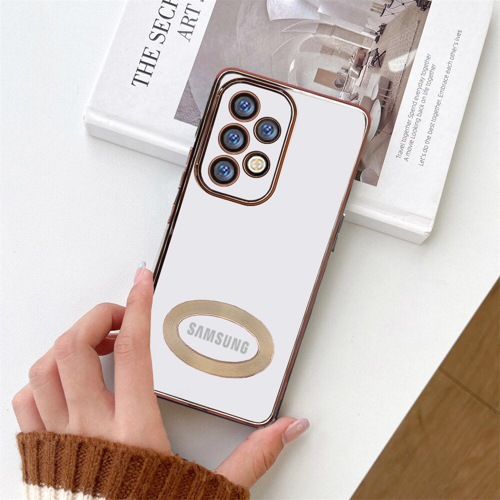 Premium Electroplated Luxury Square Silicon Clear Logo Cut Camera Protection Back Case Cover For Samsung A53
