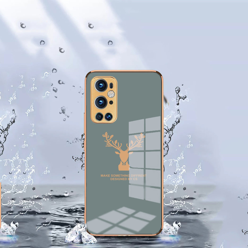 Luxury Golden Edges Deer Glass Back Case For Oneplus Series - Premium Cases