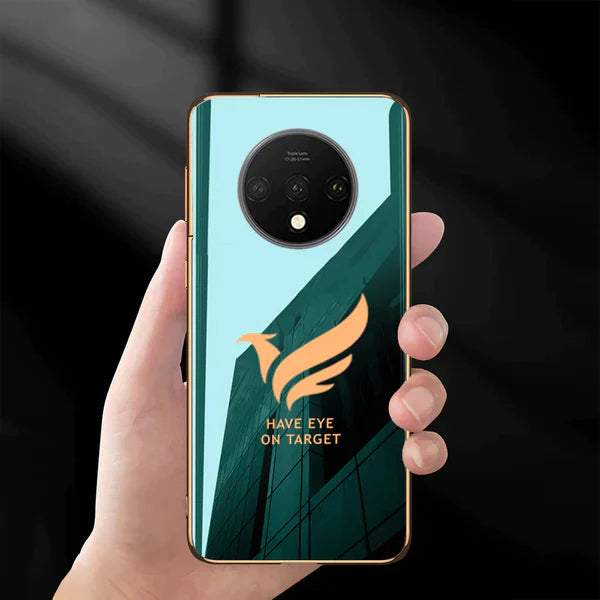 Target Luxurious Gold Edge Glass Back Case For Oneplus 7T