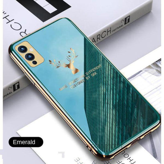 Deer Luxurious Gold Edge Glass Back Case For Oneplus Series - planetcartonline