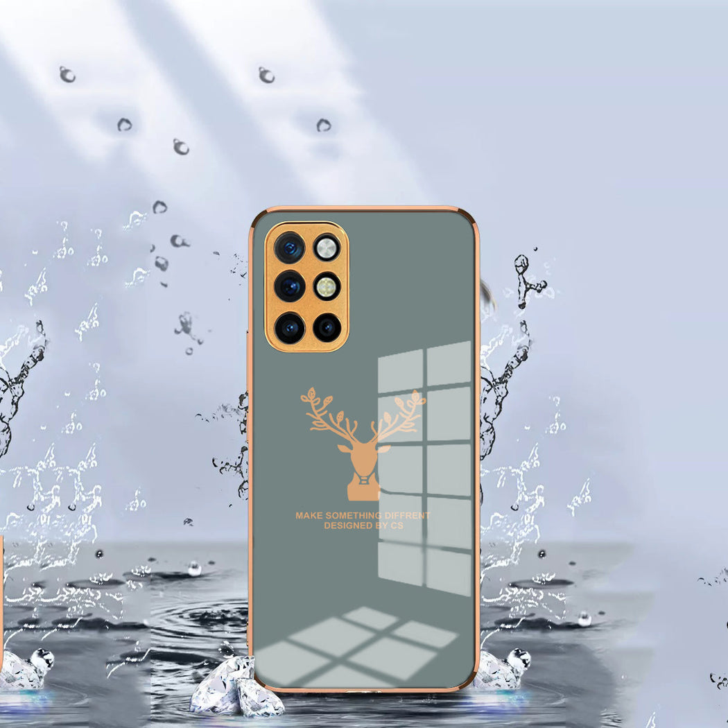 Luxury Golden Edges Deer Glass Back Case For Oneplus 8T - Premium Cases