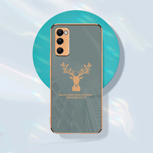 Luxury Golden Edges Deer Glass Back Case For Samsung Galaxy S20 FE - Premium Cases