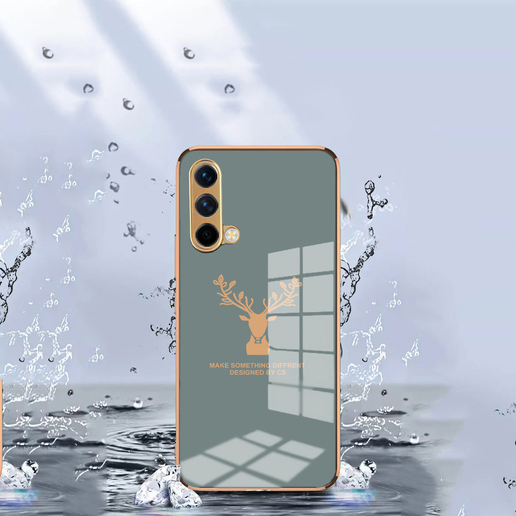 Luxury Golden Edges Deer Glass Back Case For Oneplus Nord CE - Premium Cases
