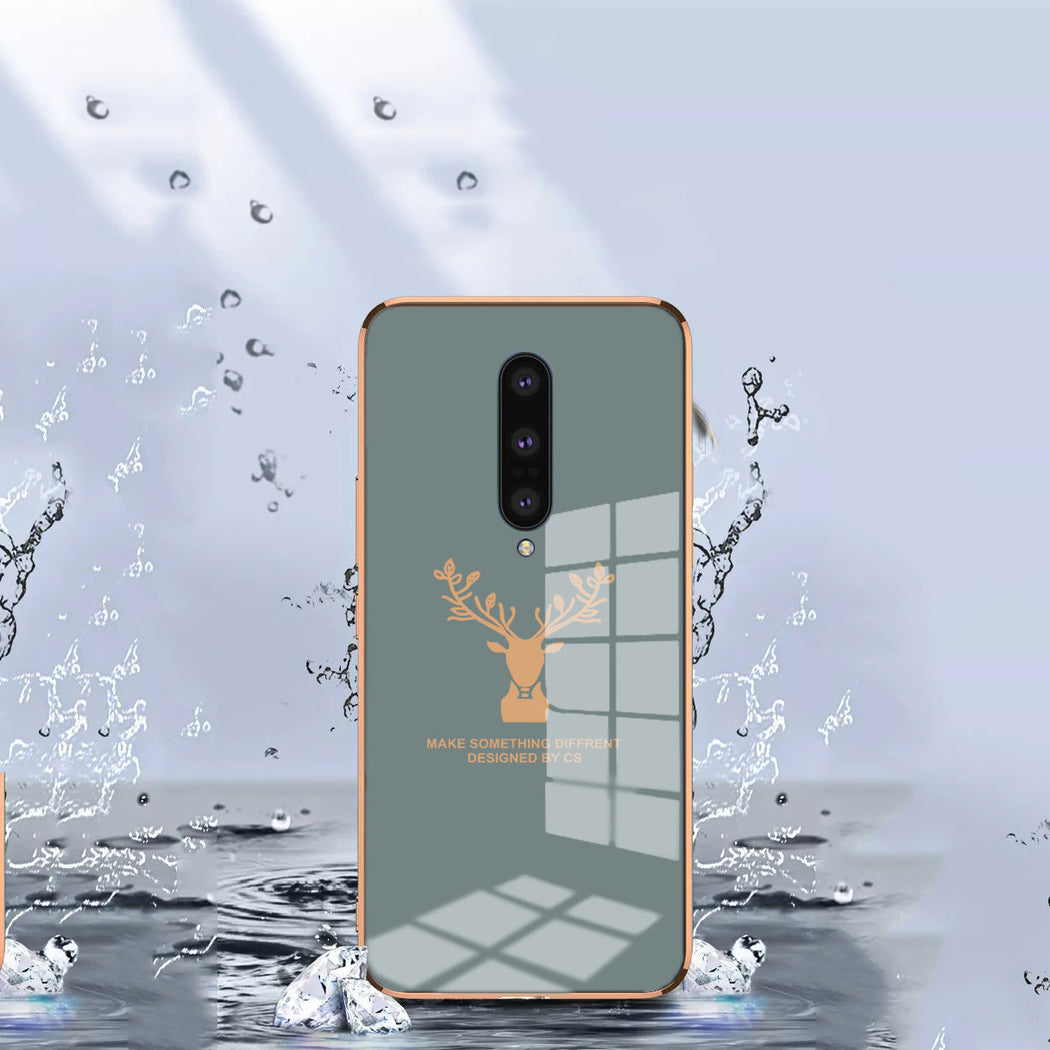 Luxury Golden Edges Deer Glass Back Case For Oneplus Series - Premium Cases