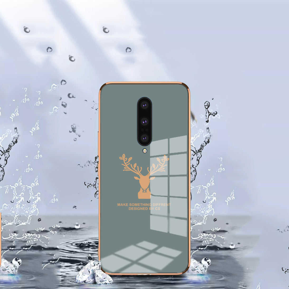 Luxury Golden Edges Deer Glass Back Case For Oneplus Series - Premium Cases