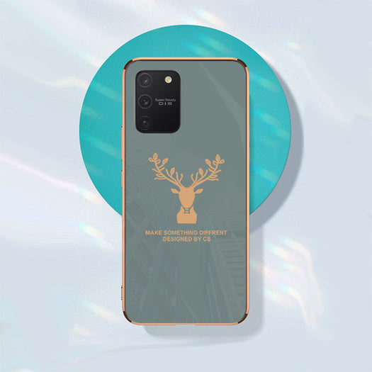 Luxury Golden Edges Deer Glass Back Case For Samsung Galaxy S10 Lite - Premium Cases