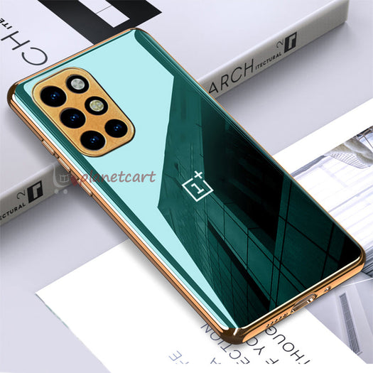 Luxury Glossy Gold Edge Glass Back Case For Oneplus 8T